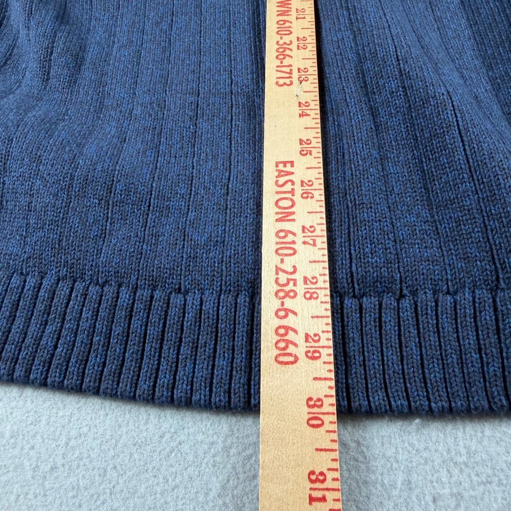Tasso Elba Mens XL Navy Blue Cotton Ribbed Shawl Collar Button Sweater Pullover - Picture 6 of 7